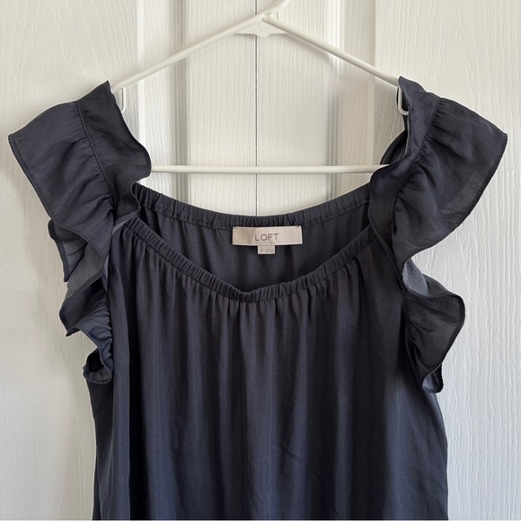 LOFT Mixed Media Flutter Sleeve Top - Picture 1 of 4